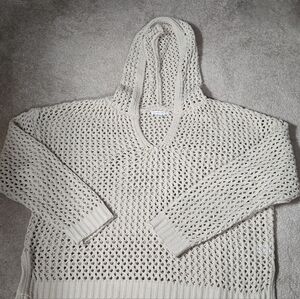 Maurices Off-White Hooded V-Neck Sweater